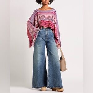 Missoni Striped Cropped Knit Poncho Top Sz OS